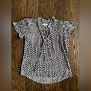 LOFT Navy & White Blouse Size:S
